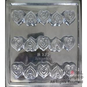 MOLDE PLACA 00B121 BOMBONES BARRITA CORAZON 160X160MM APROX TRANSPARENTE x 10